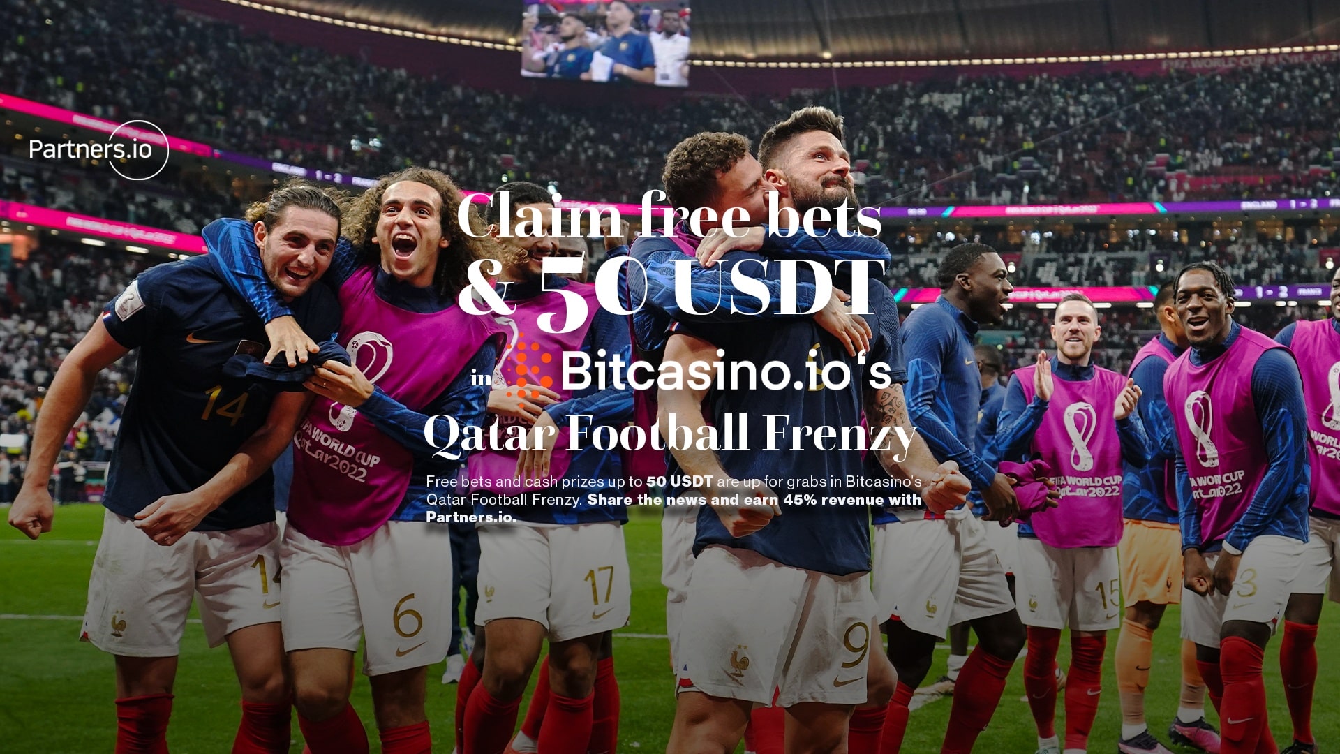 Claim free bets & 50 USDT in Bitcasino's Qatar Football Frenzy