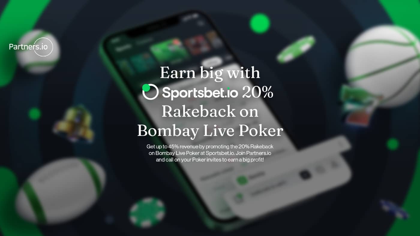 Earn big with Sportsbet.io 20% Rakeback on Bombay Live Poker