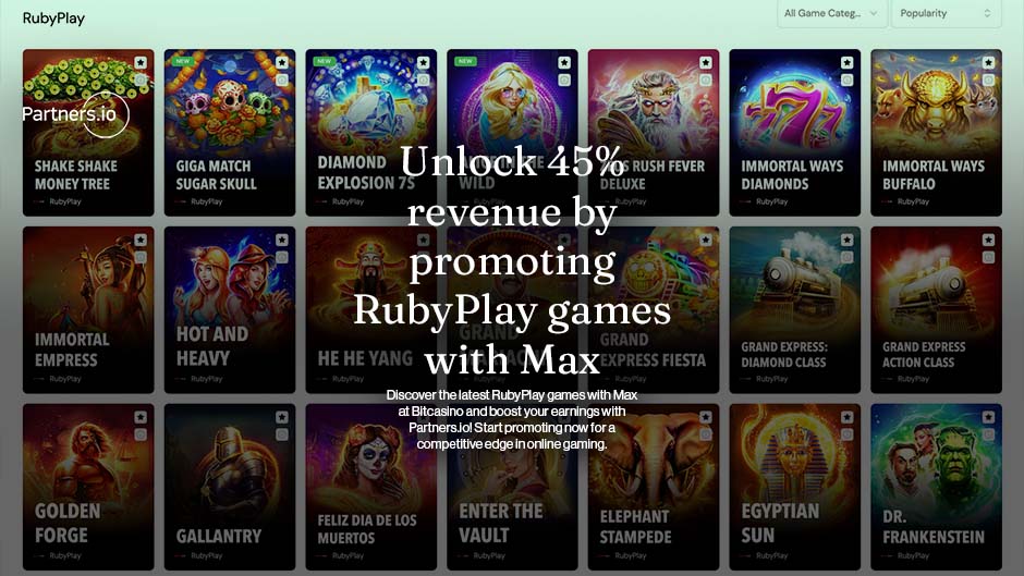 Unlock up to 45% revenue by promoting RubyPlay's new games with Max