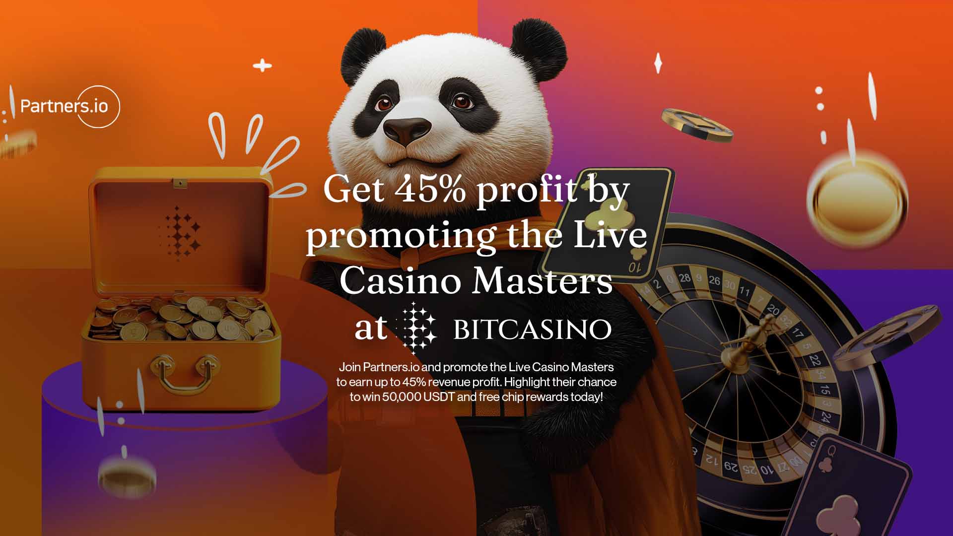 Get 45% profit by promoting the Live Casino Masters at Bitcasino