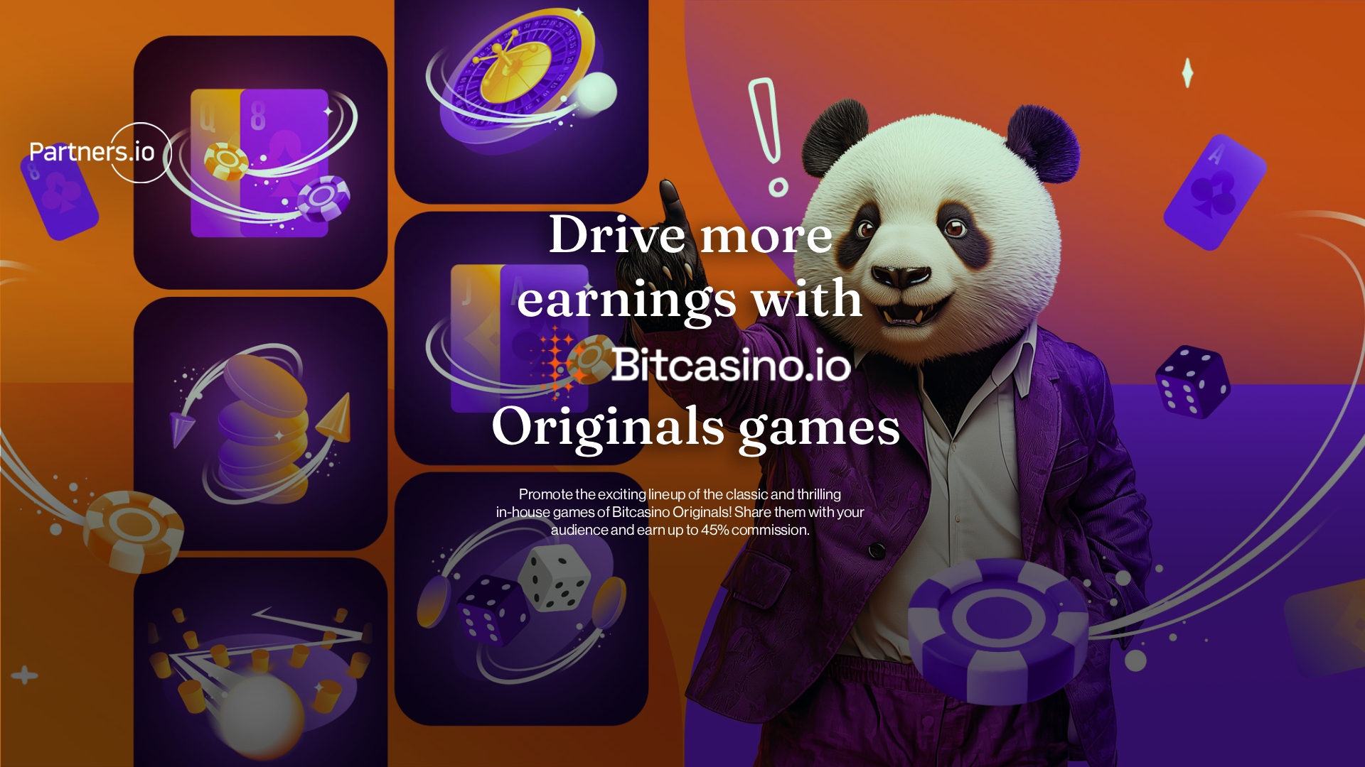 Drive more earnings with lightning-fast, provably fair Bitcasino Originals!